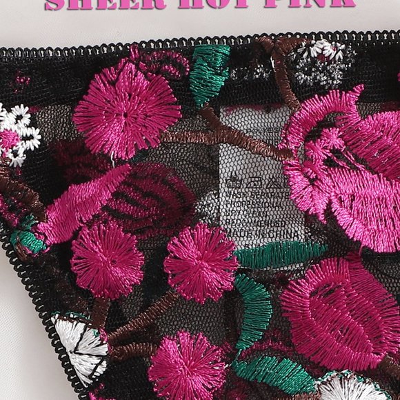 Sexy Sheer Embroidered Mesh Underwire Lingerie Set Size XL - Picture 3 of 4